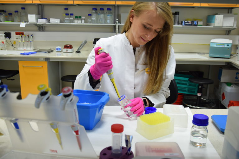 During work in the laboratory
