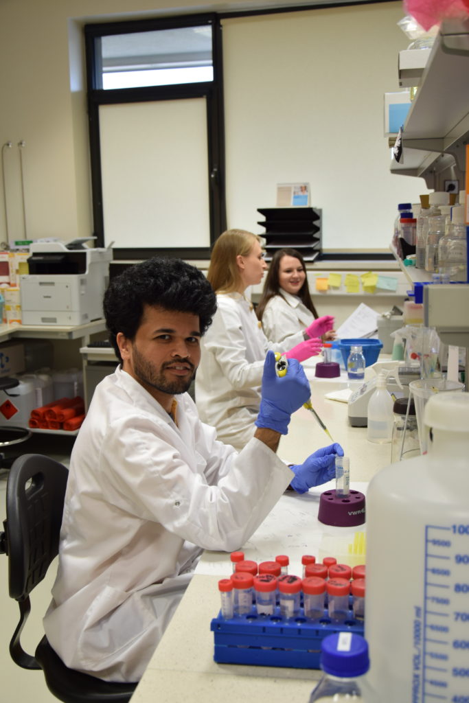 During work in the laboratory